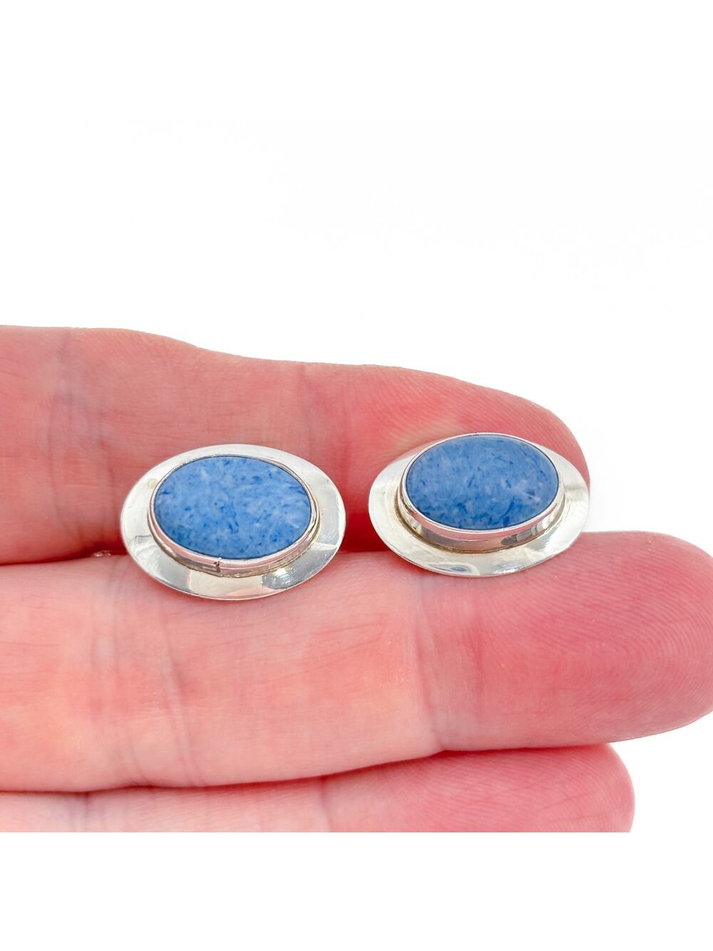 Vintage Sterling Silver 925 Sodalite Cuff Links